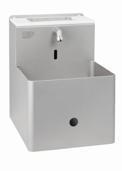 AUM 012S sensor-controlled stainless steel washbasin with knife sanitation container