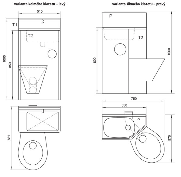 BSK 02 safety close-coupled set – toilette and wash basin – variant solutions