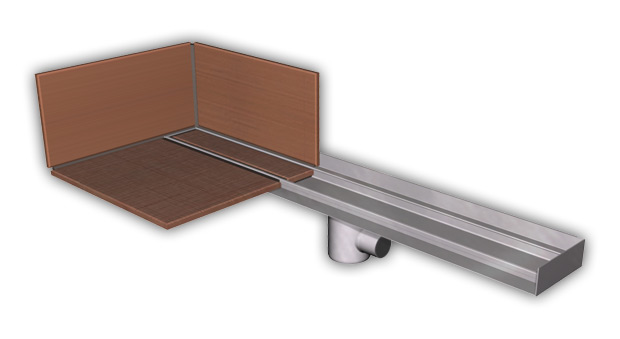 PZ 014LP draining trough for embedding of tiles - between three walls