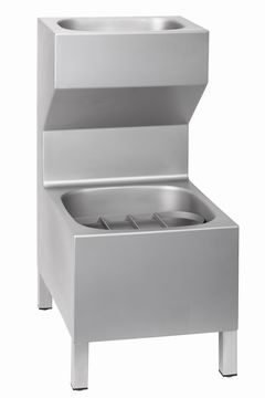 VLU 02 stainless steel bucket sink combined with hand-wash basin, to stand on floor (without mixer)