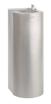 AFO 01.S stainless steel drinking fountain with pressure valve designed to stand and to be attached to wall