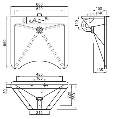Figure - AUM 018 low stainless wash basin