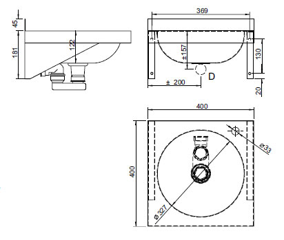 Figure - AUM 023 stainless washbasin with round inner sink