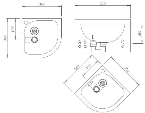 Figure - AUM 014 stainless steel washbasin designed for corner