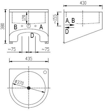 Figure - AUM 015 Wall-mounted round wash basin 