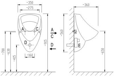 Figure - AUP 27 NOVA urinal with automatic flushing system