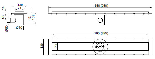 Figure - PZ 015 draining trough for embedding of tiles, paving - to space