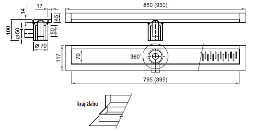 Figure - PZ 011 low floor channel to a wall