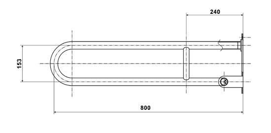 Figure - IMS 02 Stainless steel lift-up U-grab handle - 813 mm