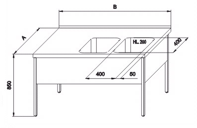 Figure - SD 03 stainless steel work table with a double sink
