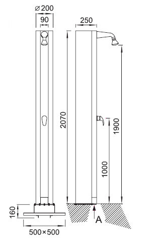 Figure - SPS 03 solar shower column