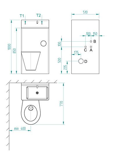 Figure - BSK 02 safety close-coupled set – toilette and wash basin – variant solutions