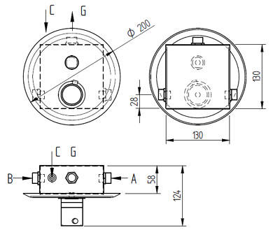 Figure - AUS 12 shower mixer with thermostatic valve and piezo control