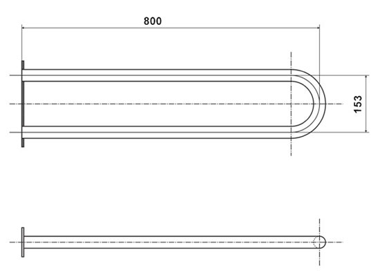 Figure - IMP 01 Supportive fixed stainless U-grab handle - 813 mm