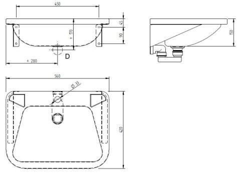 Figure - AUM 01 stainless steel washbasin